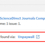 Available online section of a record in NUsearch showing the link “Open Access version of full text found via: Unpaywall”