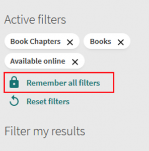 Three selected filters in Active filters with the “Remember all filters” option underneath