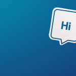 Blue banner with speech bubbles saying Hi Hello Hey