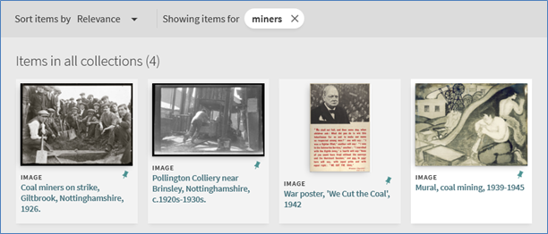 Digital Gallery search results for “miners” showing 4 results from all collections. 