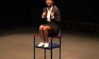Image from the Drama Online (National Theatre Collection 2) website: CHEWING GUM DREAMS BY MICHAELA COEL, DIRECTED BY NADIA FALL, THE SHED, NATIONAL THEATRE, 2014