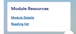 Screenshot showing a reading list link under 'Module resources'