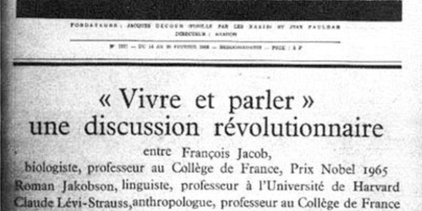 first page of article 'Vivre et parler' published in Les Lettres françaises in 1968