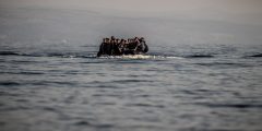 Boat full of refugees in the English Channel