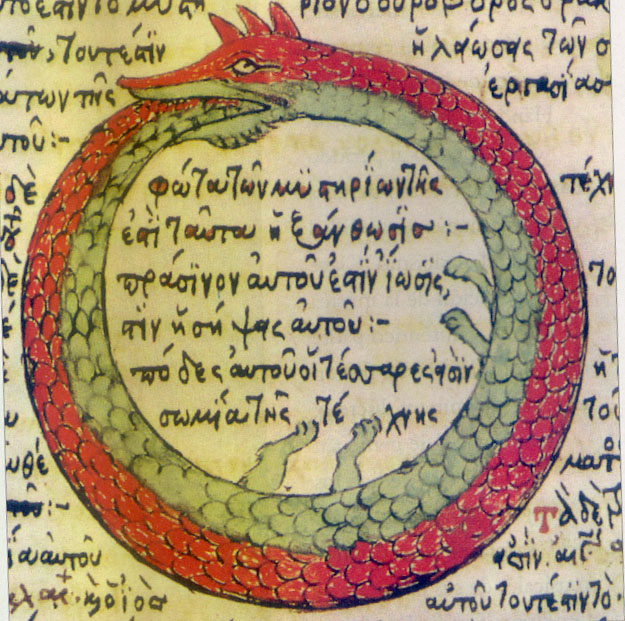 An ouroboros in a 1478 drawing in an alchemical tract