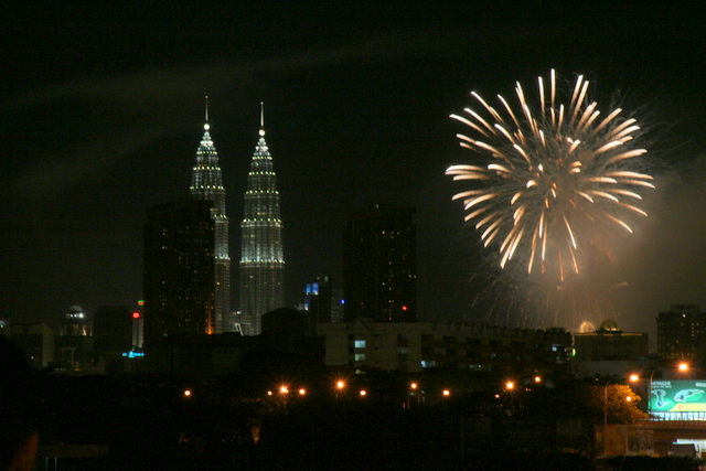 Petronas Towers and Fireworks