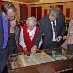 The Bishop and Thoroton Society officers viewing the bible