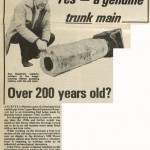 Newspaper cutting showing a 200 year old water main