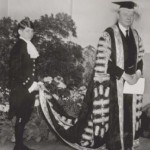 The first Chancellor of the University of Nottingham, John Campbell Boot, 2nd Baron Trent, and his page,Jeremy Norman, 3 May 1949.