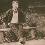 Photograph of Chekhov seated on a garden bench, undated (CHEK/TP/1/5/35)