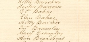 Extract from a list of founder members of Broad Street General Baptist Church, Nottingham; 1817 (Ref: Mr R 1)