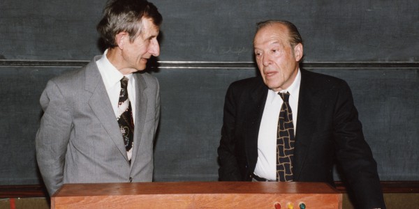 Julian Schwinger and Freeman Dyson at the Bicentenary celebrations, Nottingham, 1993 From GG 7/5/10/1