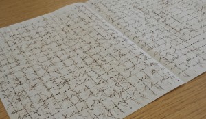 Handwritten letter showing crossed text, where each side of the paper if written on twice