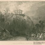 Drawing of Nottingham Castle on fire, 1831, by Thomas Allom, engraved by R. Sands. East Midlands Special Collection Not 1.D14 ALB os (6001692403)