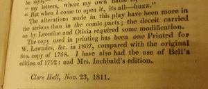 Footnote justifying changes to the text of the play