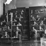 Students in a lecture, Trent Building, 1948 (UMP/1/13/33)