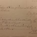 Handwritten bill asking for payment of £326.5.3 for the building of a stand at Newmarket.