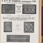 Printed full page advert for A & F H Parkes with photos of lace designs they manufactured.
