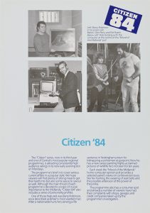 Photos of the film and text about Citizen 84, a popular local news and consumer rights style programme