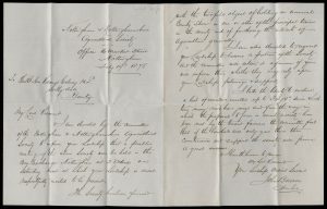 Handwritten letter to the Viscount with a printed alphabetised list of about 100 men in the East Midlands who are members
