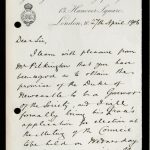 Handwritten letter on Royal Agricultural Society headed paper thanking the Duke for his support.