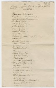 Handwritten list of the common English names of plants