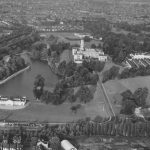 Aerial photo of the lake and Trent Building