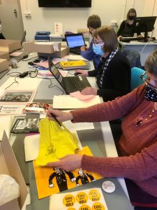 Volunteers at work cataloguing the Feminist Archive East Midlands Collection
