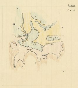 Hand-drawn map showing geological features