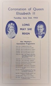 Imag of the Queen and Prince Philip alongside her schedule of official visits over June and July 1953