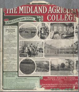 Poster advertising the Midland Agricultural College at Kingston-on-Soar, Nottinghamshire