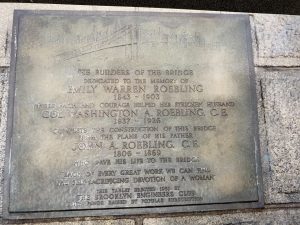 Photograph of Emily Roebling’s memorial plaque on the Brooklyn Bridge