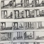 Pencil drawings found next to script drafts of ‘The Bridge'