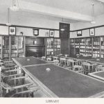 Photograph of the original library at the Midlands Agricultural and Dairy College, Sutton Bonington, 1942.