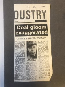 newspaper cutting re coal 