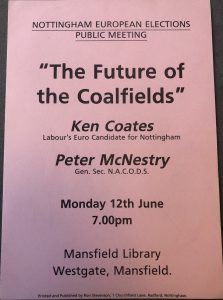 Flyer for speech by Ken Coates