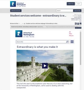 screenshot of website with Student Services welcome video