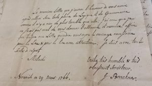 Handwritten letter from Reverend Bruckner to the Duchess of Portland