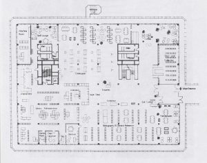 Plan of the entrance floor of University Library.