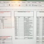 Spreadsheet showing cataloguing work in progress