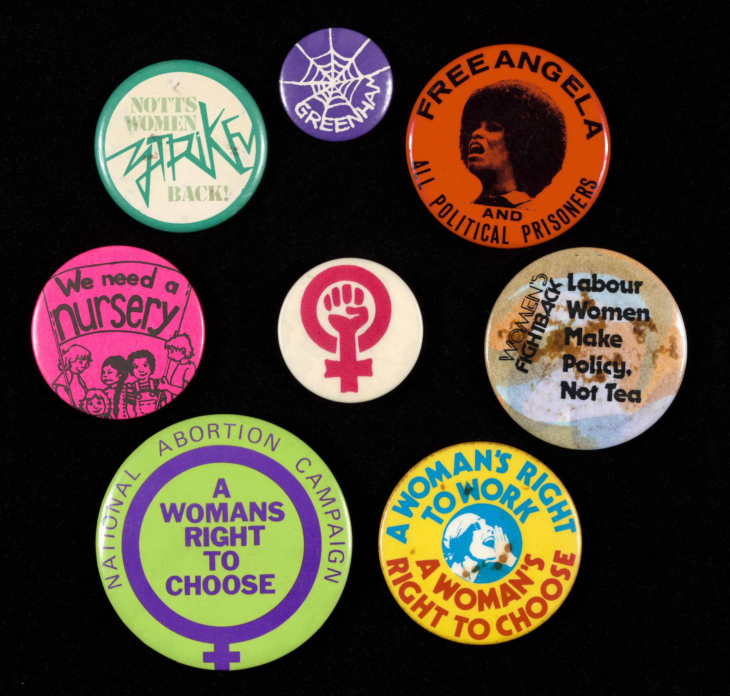 A selection of activists' badges