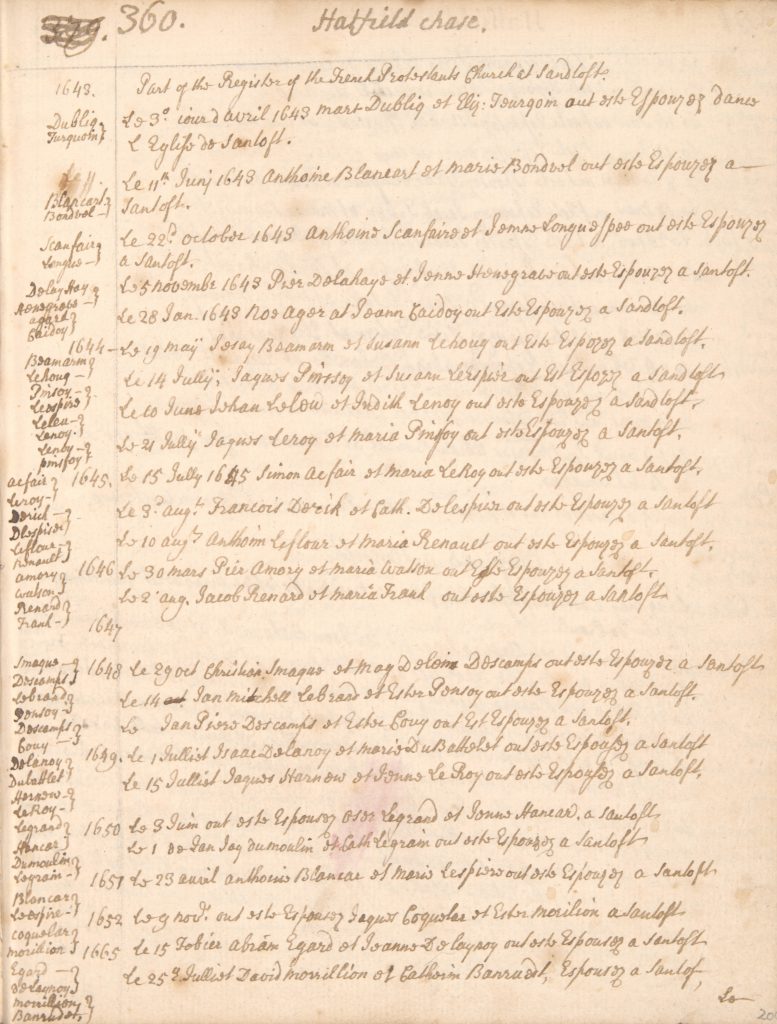 Extracts from the register of the Church at Sandtoft from Page 360 of Stovin’s Manuscript