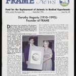 Dorothy Hegarty and Michael Balls holding FRAME logo