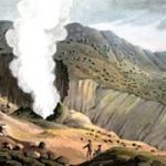 Painting of Great Jet of Steam on the Sulphur Mountains, from 'Travels in the Island of Iceland'