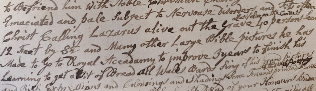 An extract from a letter addressed to the Duke of Newcastle from Catherine Williams, written in a spidery, uneven hand. 