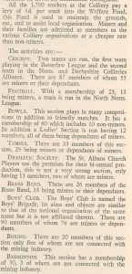 Page of printed text describing sporting and leisure activities