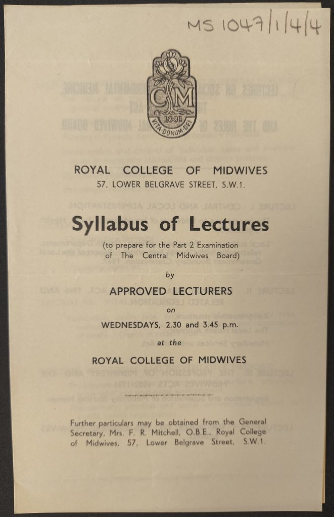 Front cover of a Midwives' Syllabus of Lectures