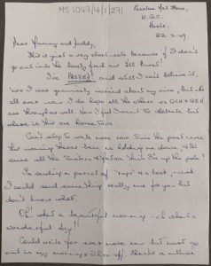 Handwritten letter in blue ink on plain white paper.