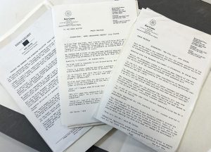 Examples of press releases in Ken Coates' files.