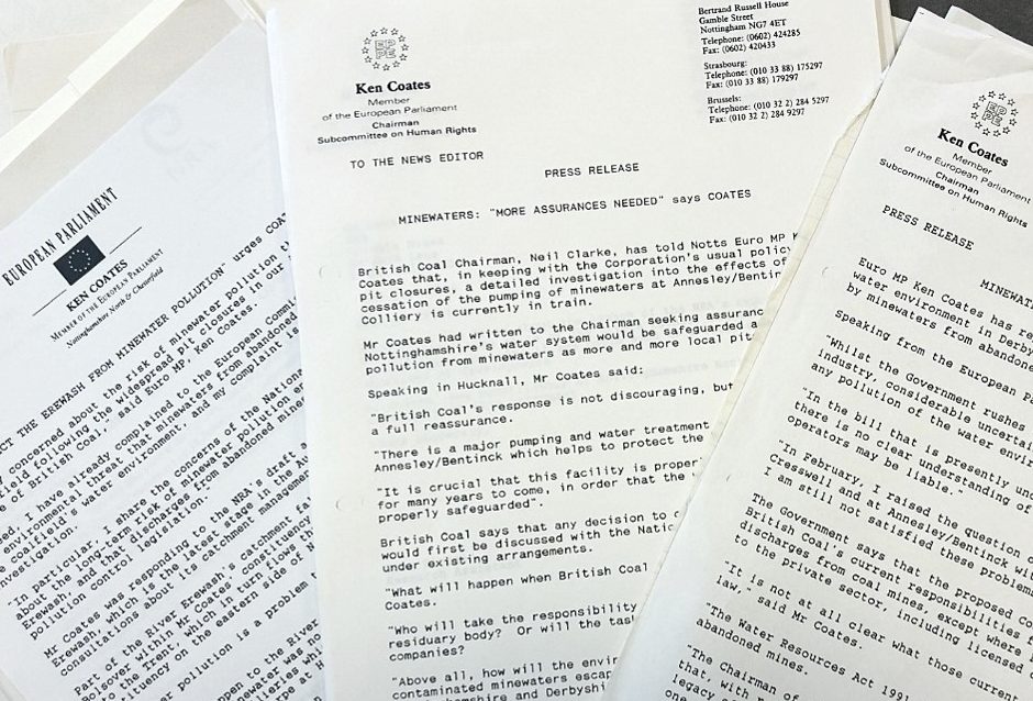 Examples of press releases in Ken Coates' files.